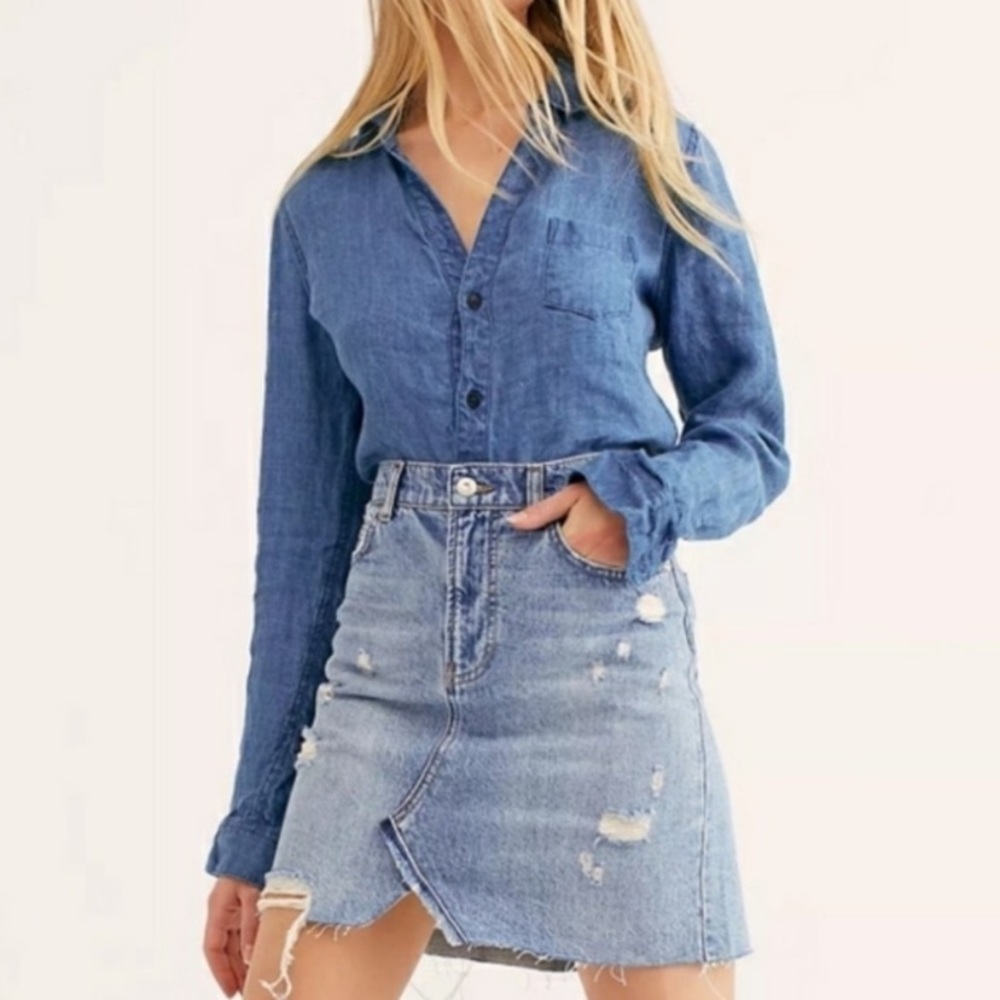 Free People We The Free Denim Mini Skirt Sz 26